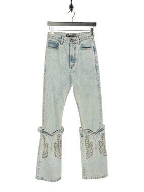 Y/Project Washed Blue Cowboy Cuffed Jeans